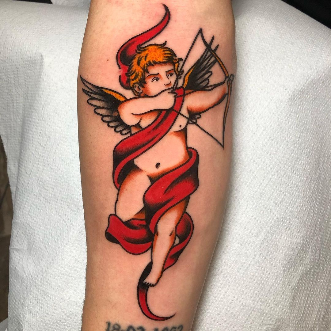 tattoo a colori Cupido